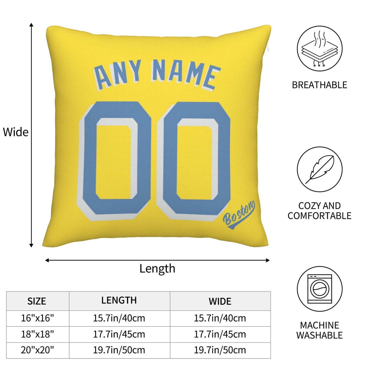 Custom Boston Red Sox Pillow Decorative Throw Pillow Case - Print Personalized Football Team Fans Name & Number Birthday Gift Football Pillows