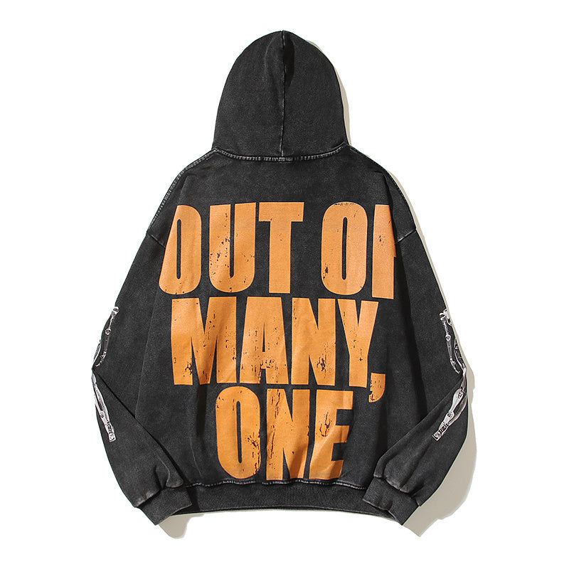 American High Street Godspeed Retro Printed Unisex Trendy Loose Hoodie