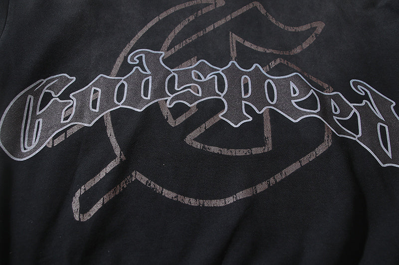 American High Street Godspeed Retro Printed Unisex Trendy Loose Hoodie
