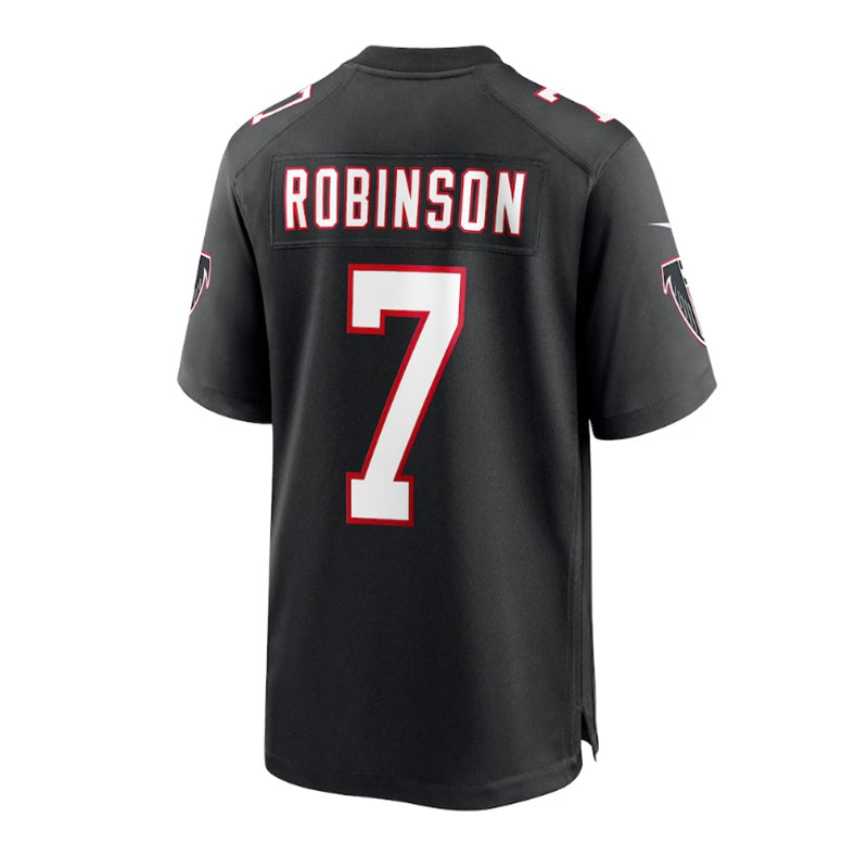 A.Falcons #7 Bijan Robinson 2023 Draft First Round Pick Throwback Game Jersey - Black Stitched American Football Jerseys