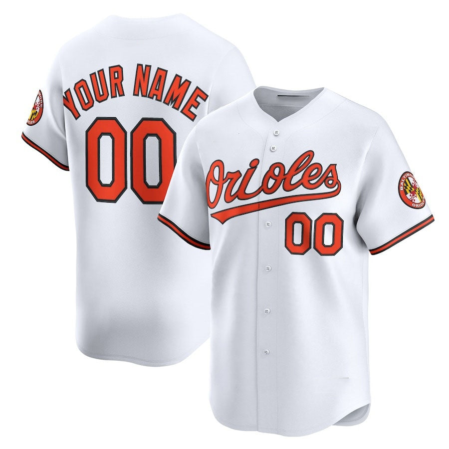 Custom Baltimore Orioles Home Limited Jersey – White Stitched Basebal Jersey