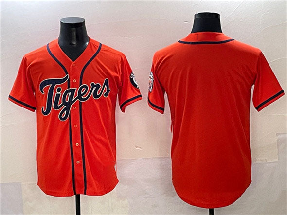 Detroit Tigers Blank Orange With Patch Cool Base Stitched Baseball Jersey