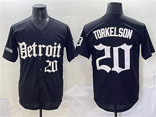 Detroit Tigers #20 Spencer Torkelson Black 'Motor Gothic Edition' Vapor Premier Limited Stitched Baseball Jersey