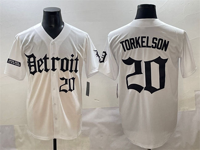 Detroit Tigers #20 Spencer Torkelson White 'Motor Gothic Edition' Vapor Premier Limited Stitched Baseball Jersey