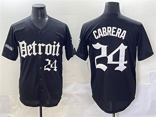 Detroit Tigers #24 Miguel Cabrera Black 'Motor Gothic Edition' Vapor Premier Limited Stitched Baseball Jersey