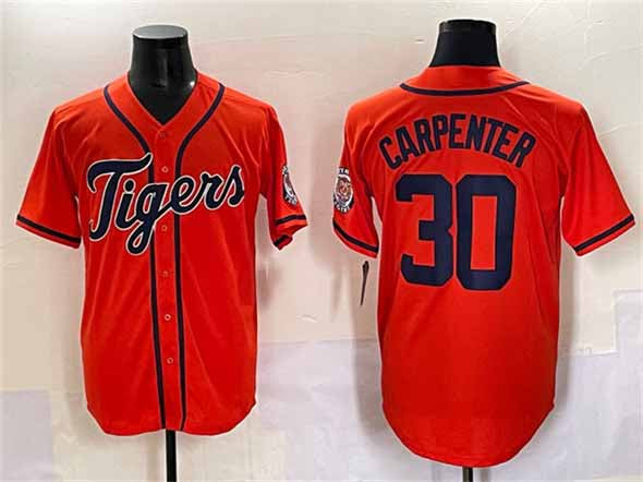 Detroit Tigers #30 Kerry Carpenter Orange With Patch Cool Base Stitched Baseball Jersey