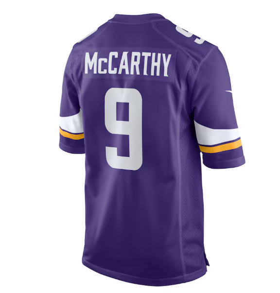 MN.Vikings #9 J.J. McCarthy 2024 Draft First Round Pick Player Game Jersey - Purple American Football Jerseys