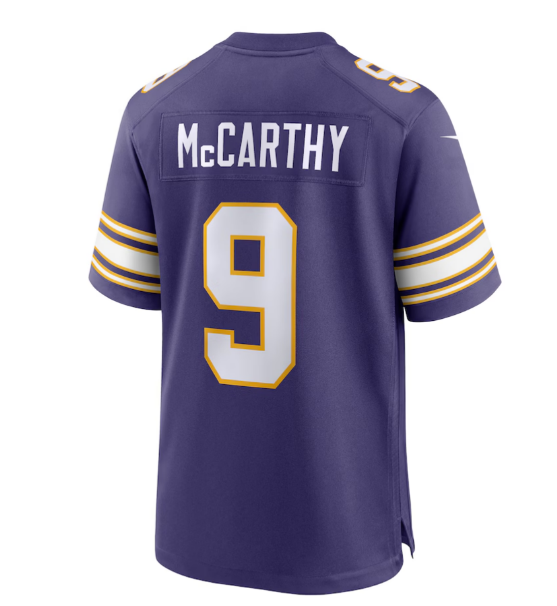 MN.Vikings #9 J.J. McCarthy 2024 Draft First Round Pick Player Game Jersey - Purple American Football Jerseys