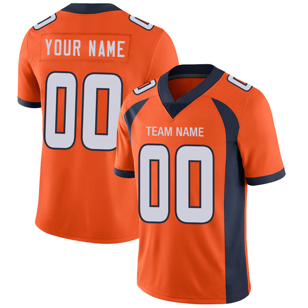 Custom D.Broncos Orange Personalized Design Number for Men Women Youth and Your Own Name Footbal Jerseys
