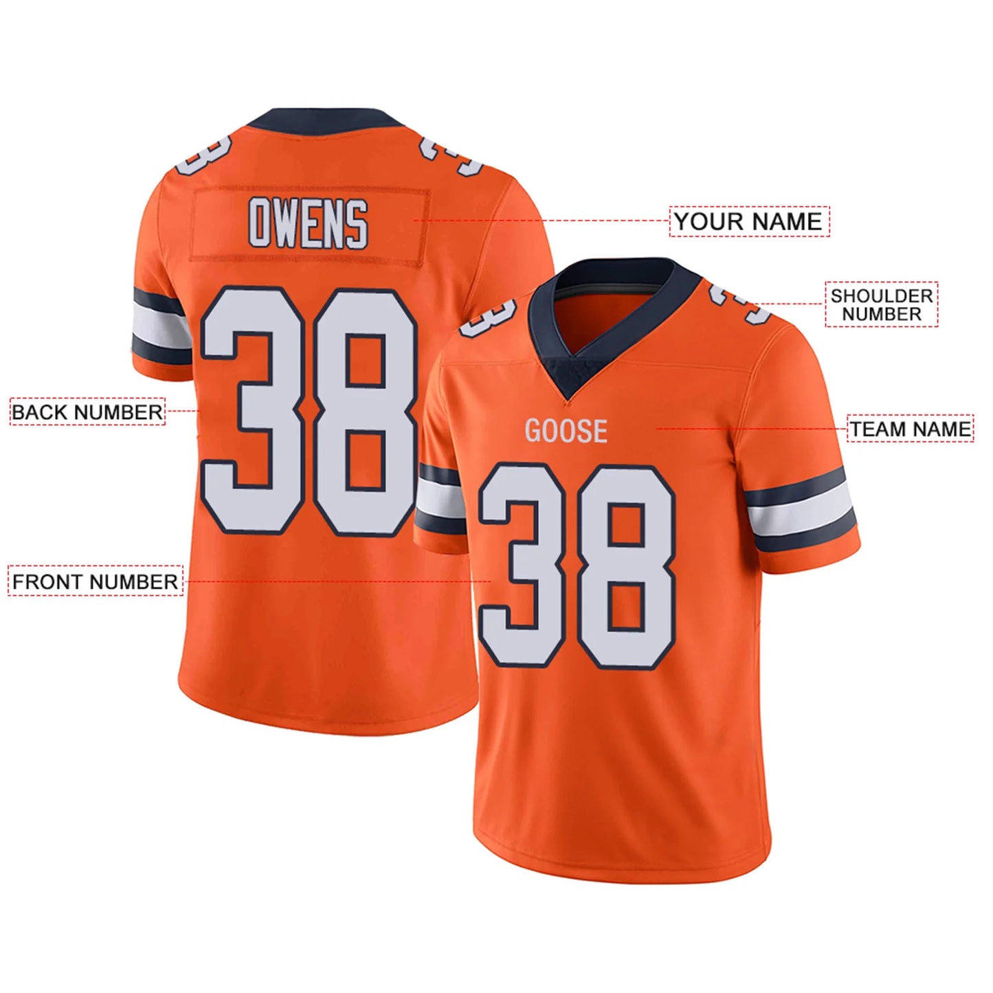 Custom D.Broncos Orange Personalized Design Number for Men Women Youth and Your Own Name Footbal Jerseys