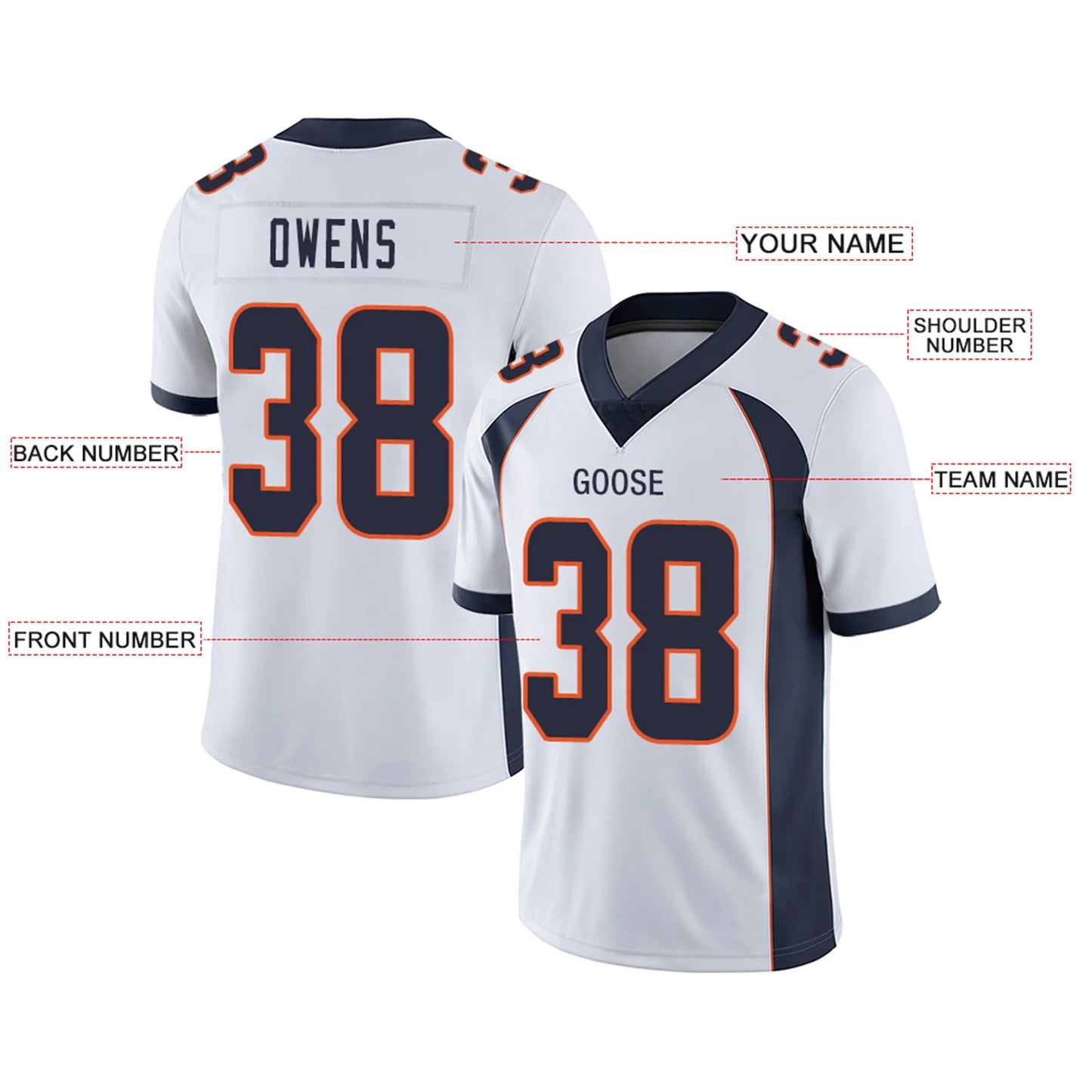 Custom D.Broncos White Personalized Design Number for Men Women Youth and Your Own Name Footbal Jerseys