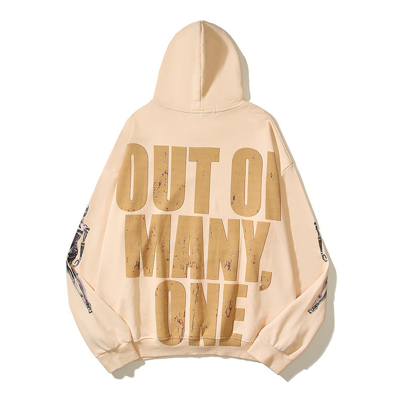 American High Street Godspeed Retro Printed Unisex Trendy Loose Hoodie