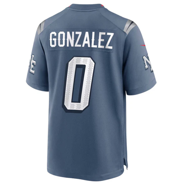 NE.Patriots #0 Christian Gonzalez 2025 Rivalries Collection Game Jersey - Storm Blue Stitched