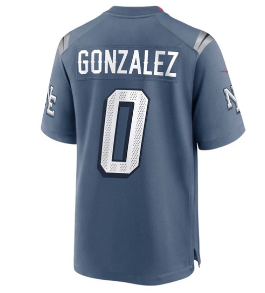 NE.Patriots #0 Christian Gonzalez 2025 Rivalries Collection Game Jersey - Storm Blue Stitched