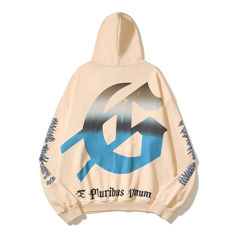 American High Street Godspeed Retro Printed Unisex Trendy Loose Hoodie