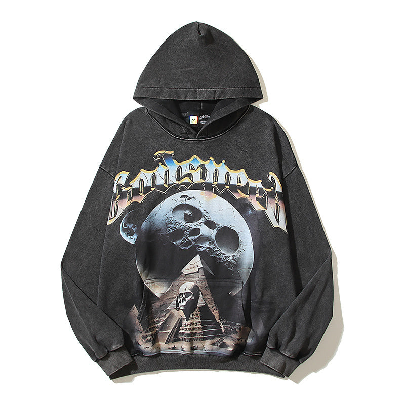 American High Street Godspeed Retro Printed Unisex Trendy Loose Hoodie