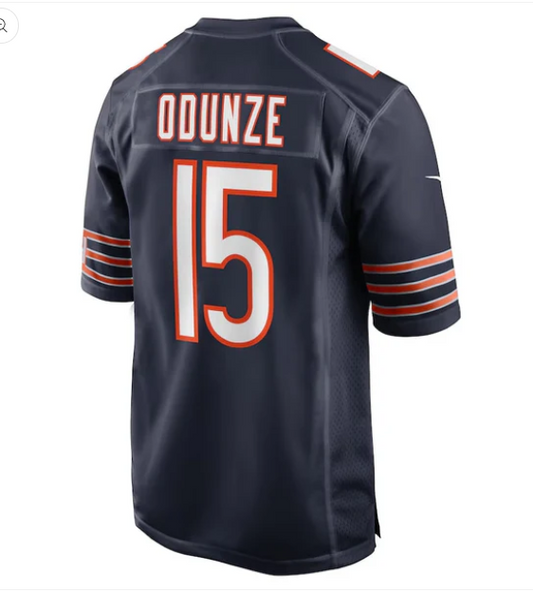 C.Bears #15 Rome Odunze 2024 Draft First Round Pick Player Game Jersey - Navy American Football Jerseys