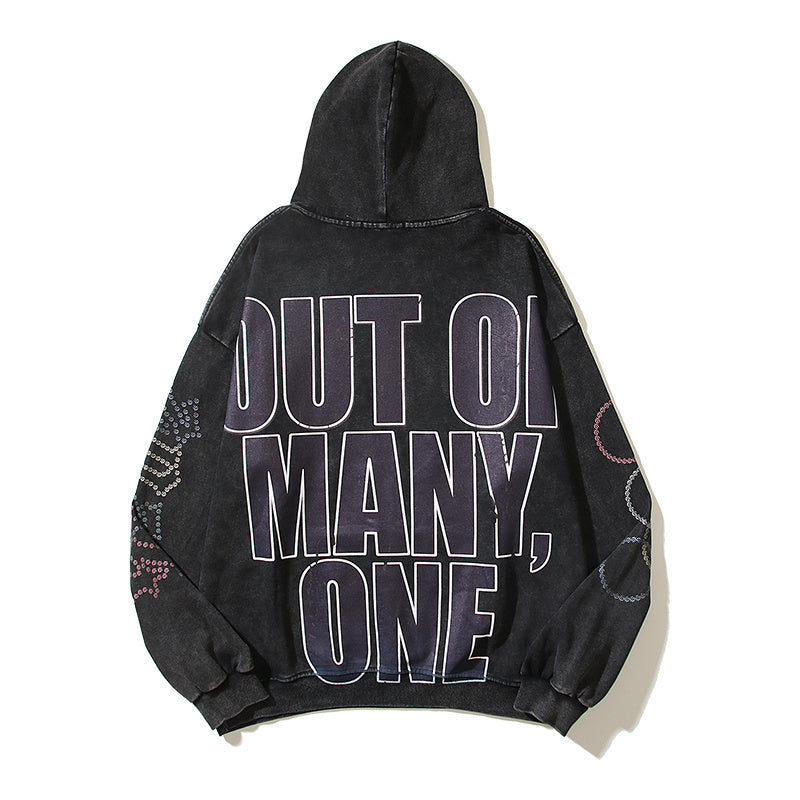American High Street Godspeed Retro Printed Unisex Trendy Loose Hoodie