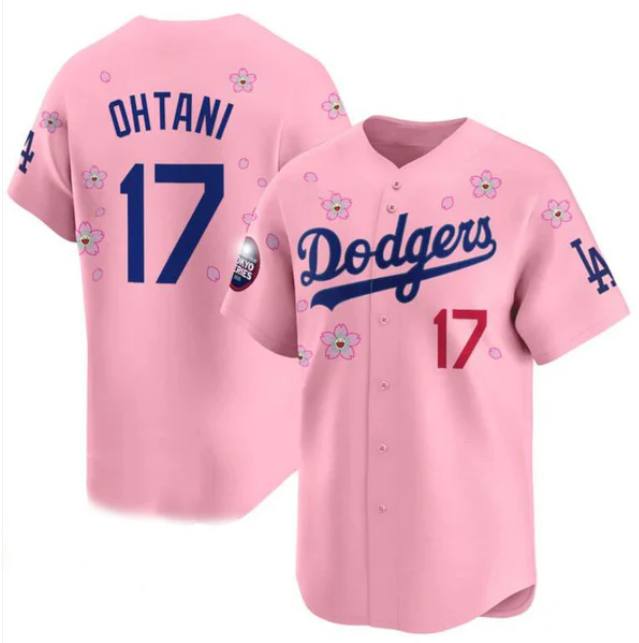 Los Angeles Dodgers #17 Shohei Ohtani Pink 2025 Tokyo Series Limited Stitched Baseball Jersey