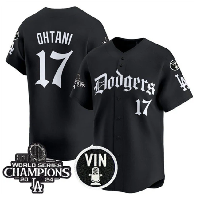 Los Angeles Dodgers #17 Shohei Ohtani Black Mexico 2025 LA Gothic Style With Vin And 2024 World Series Champions Patch Vapor Premier Limited Stitched Baseball Jersey