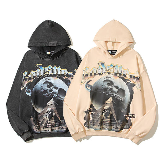 American High Street Godspeed Retro Printed Unisex Trendy Loose Hoodie