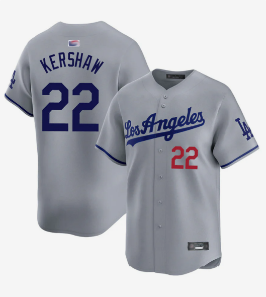 LA.Dodgers #22 Clayton Kershaw Player Gray Road Limited Baseball Jerseys