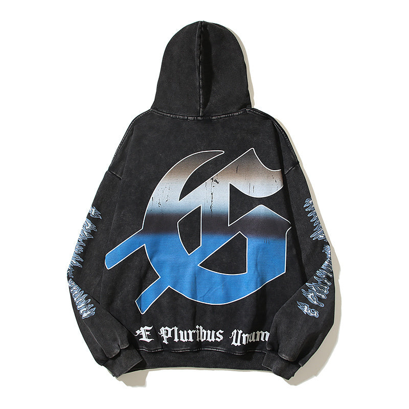 American High Street Godspeed Retro Printed Unisex Trendy Loose Hoodie