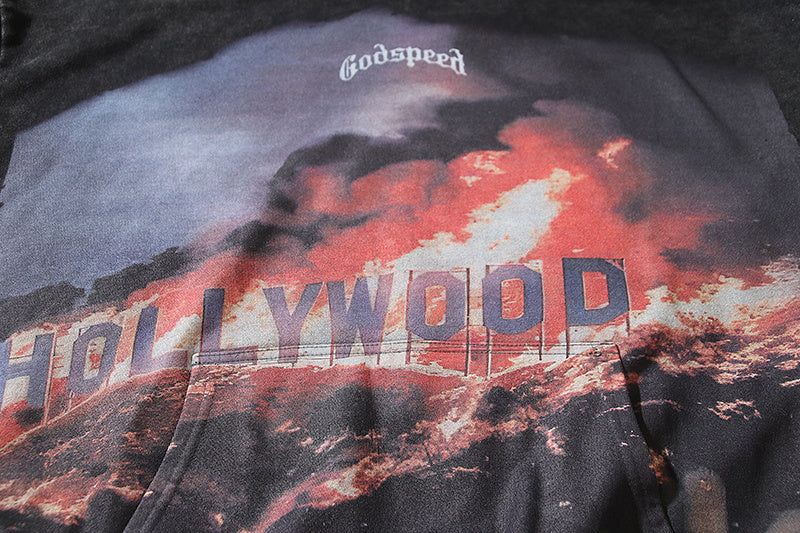 American High Street Godspeed Retro Printed Unisex Trendy Loose Hoodie