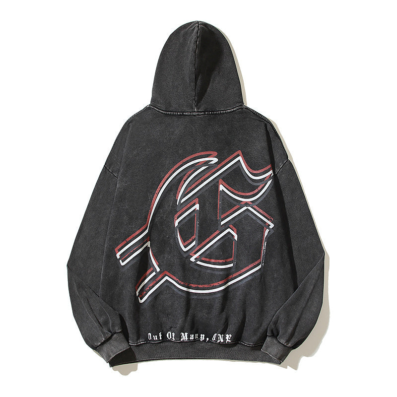 American High Street Godspeed Retro Printed Unisex Trendy Loose Hoodie