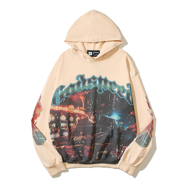 American High Street Godspeed Retro Printed Unisex Trendy Loose Hoodie