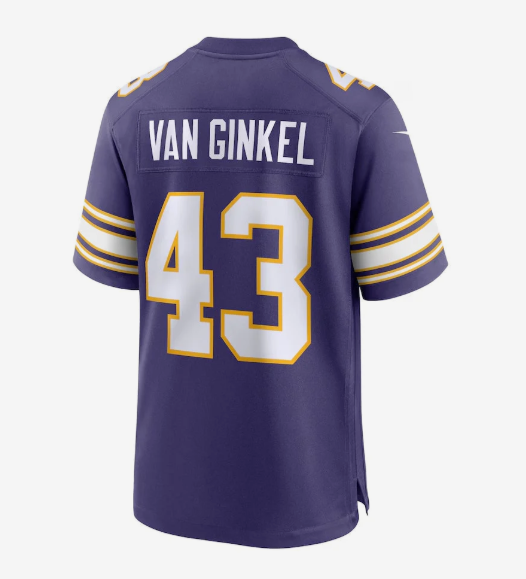 MN.Vikings #43 Andrew Van Ginkel Player Purple Game Stitched American Football Jerseys
