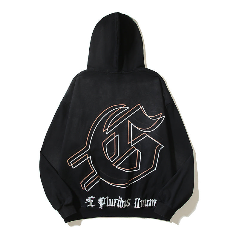American High Street Godspeed Retro Printed Unisex Trendy Loose Hoodie