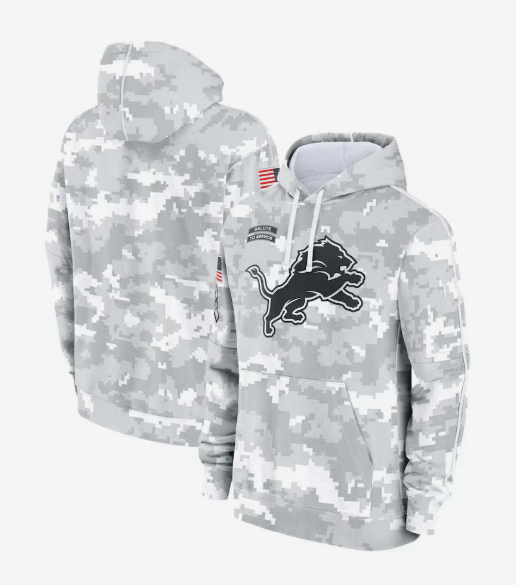 D.Lions Salute To Service Club Pullover Hoodie Player Game Jersey Stitched American Football Jerseys