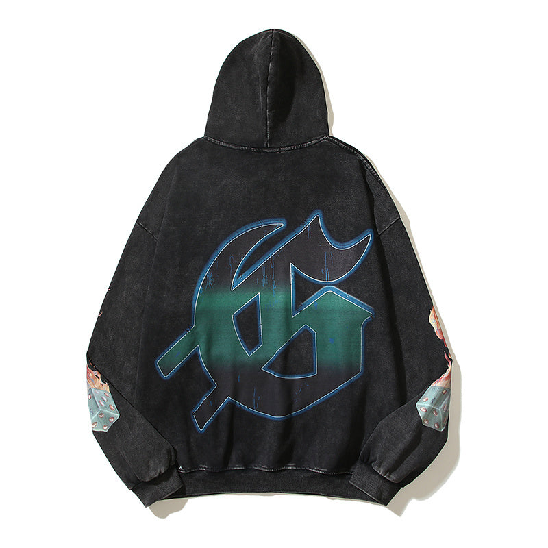 American High Street Godspeed Retro Printed Unisex Trendy Loose Hoodie