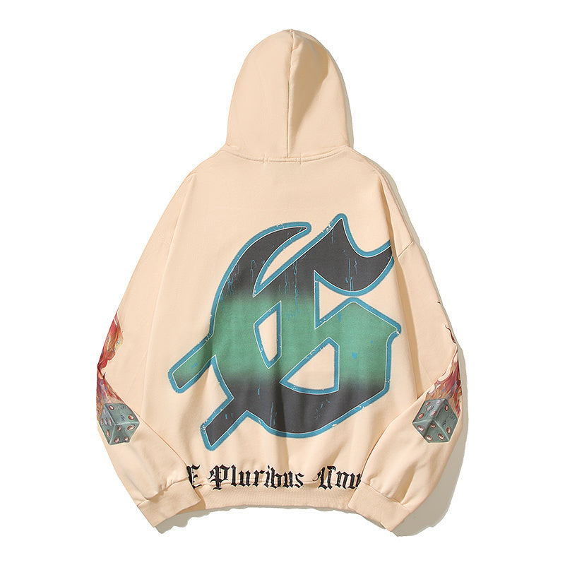 American High Street Godspeed Retro Printed Unisex Trendy Loose Hoodie