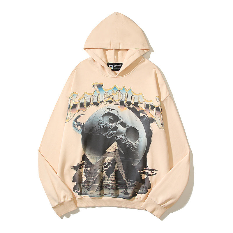 American High Street Godspeed Retro Printed Unisex Trendy Loose Hoodie