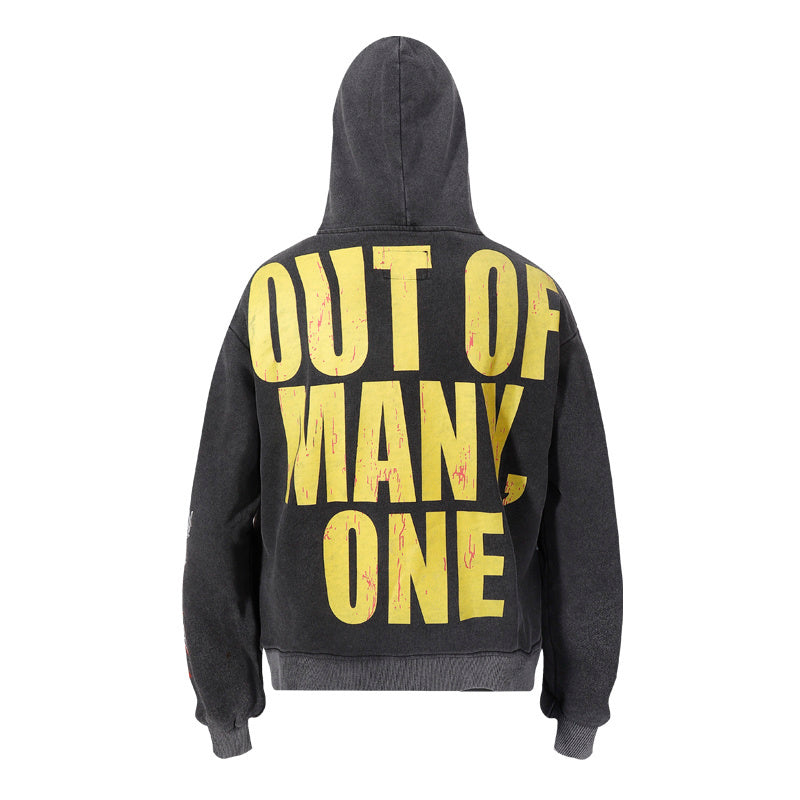 American High Street Godspeed Retro Printed Unisex Trendy Loose Hoodie