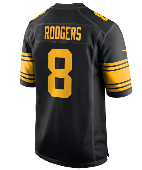 P.Steelers #8 Aaron Rodgers Black Alternate Game Stitched American Jerseys