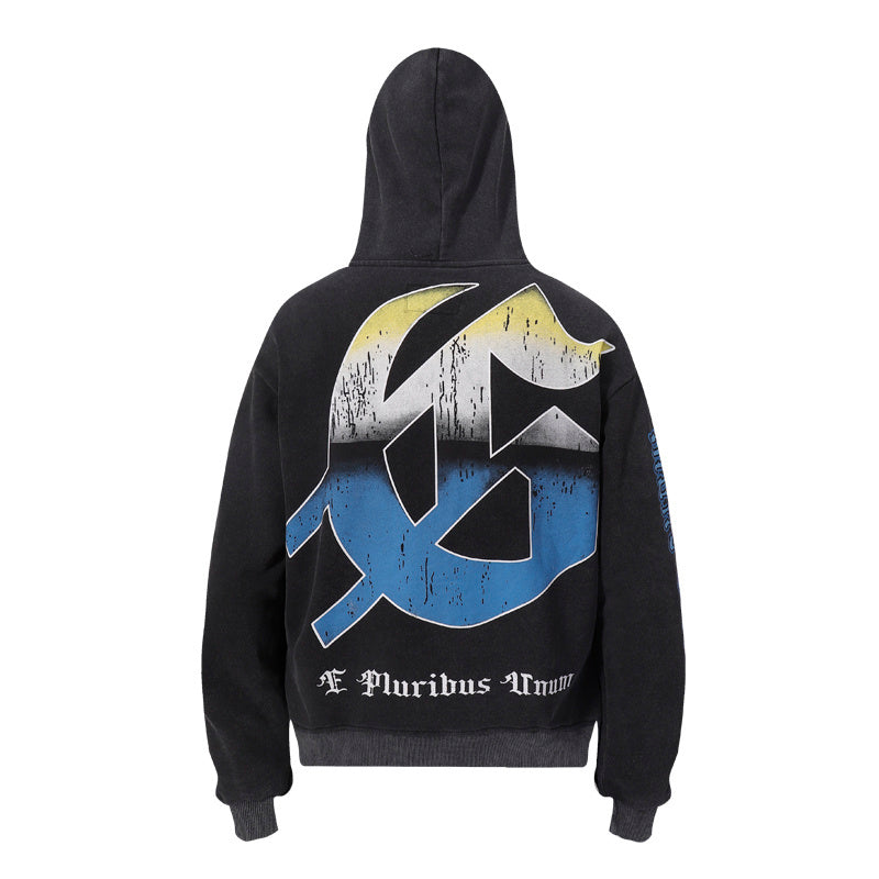 American High Street Godspeed Retro Printed Unisex Trendy Loose Hoodie