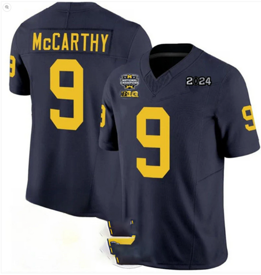 M.Wolverines #9 J.J. McCarthy 2024 F.U.S.E. Navy National Championship Stitched Jersey College Jerseys