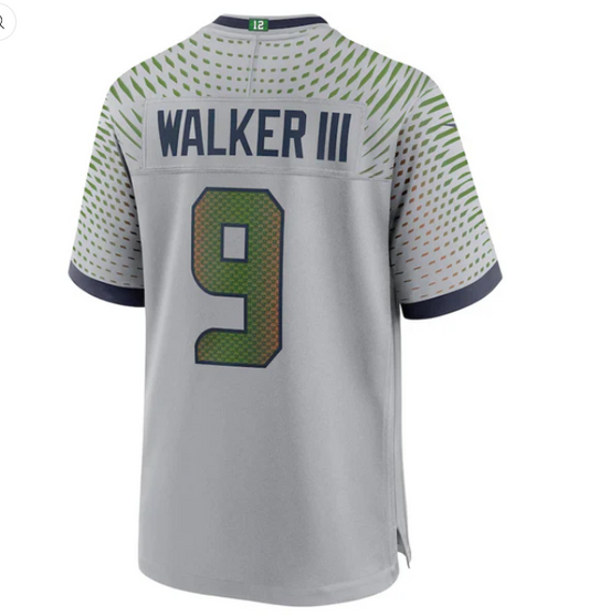 S.Seahawks #9 Kenneth Walker III 2025 Rivalries Collection Game Jersey - Wolf Gray Stitched