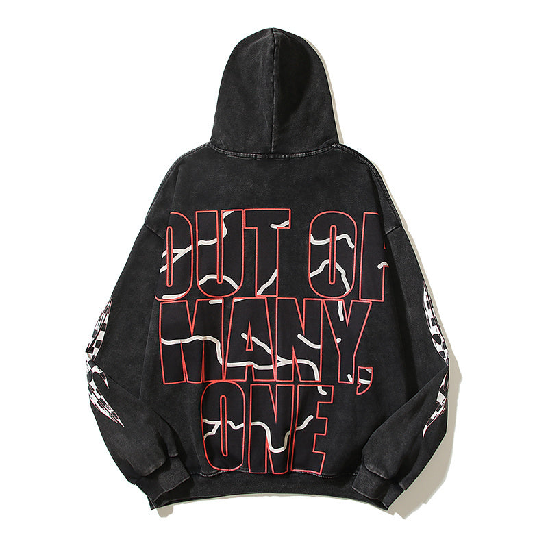 American High Street Godspeed Retro Printed Unisex Trendy Loose Hoodie