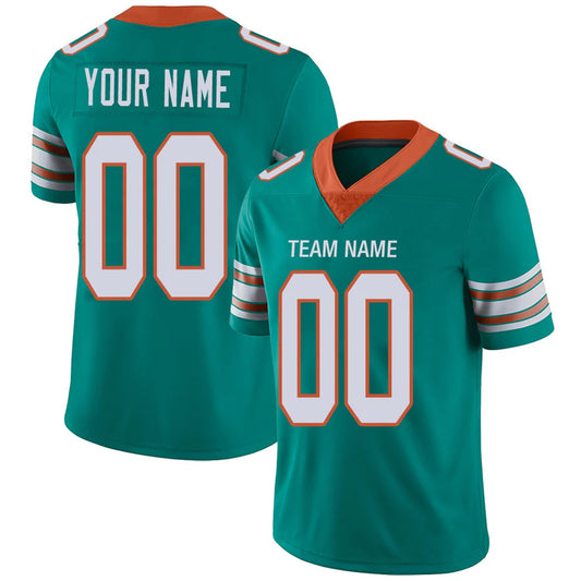 Custom M.Dolphins Aqua Personalized Design Number for Men Women Youth and Your Own Name Footbal Jerseys