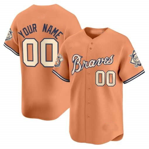 Custom Atlanta Braves Peaches n?¡¥ Cream Vapor Premier Limited ¡§C All Stitched Baseball Jersey