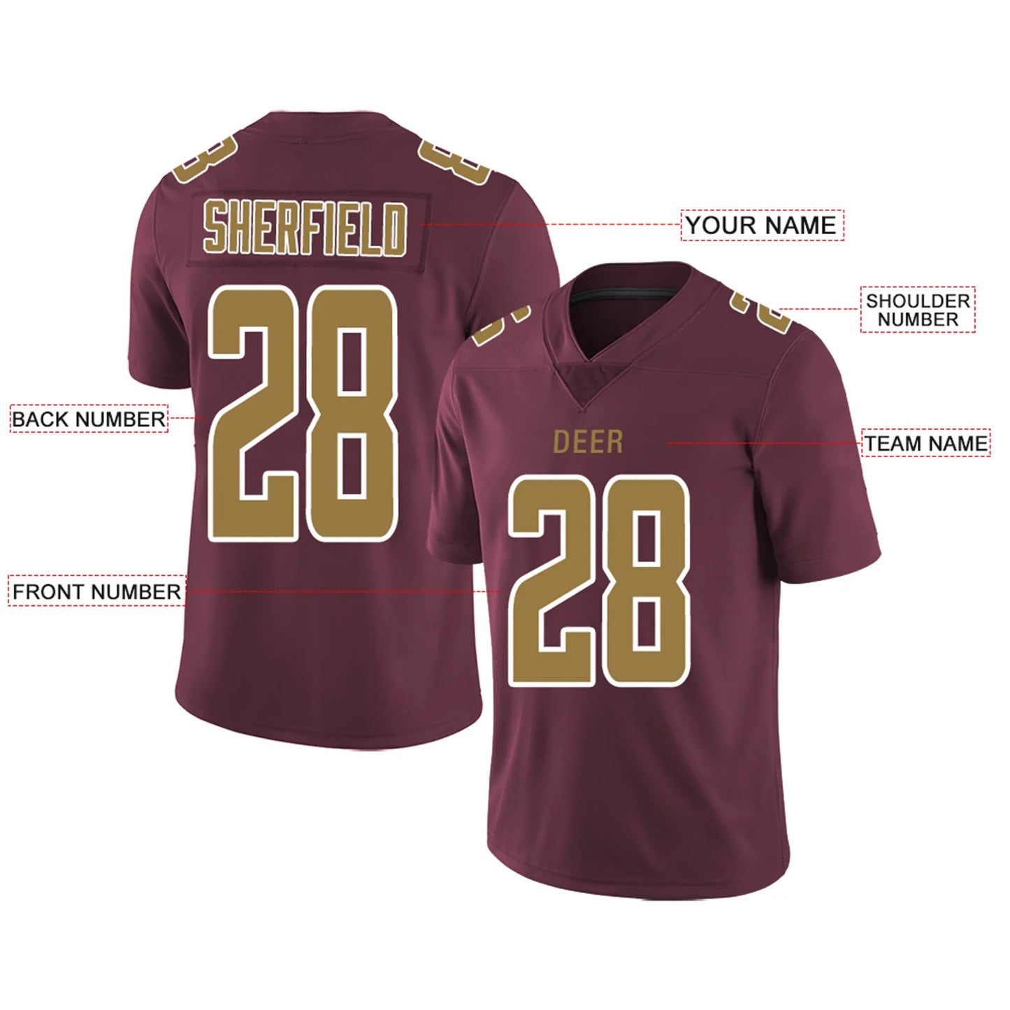 Custom W.Football Team Burgundy Personalized Design Number for Men Women Youth and Your Own Name Footbal Jerseys