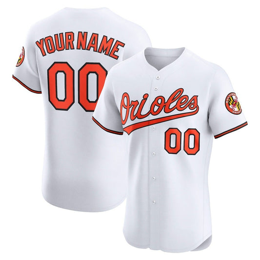 Custom Baltimore Orioles Home Elite Jersey – White Stitched Basebal Jersey