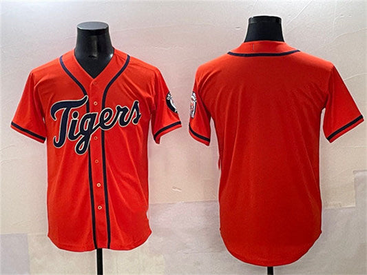 Detroit Tigers Blank Orange With Patch Cool Base Stitched Baseball Jersey