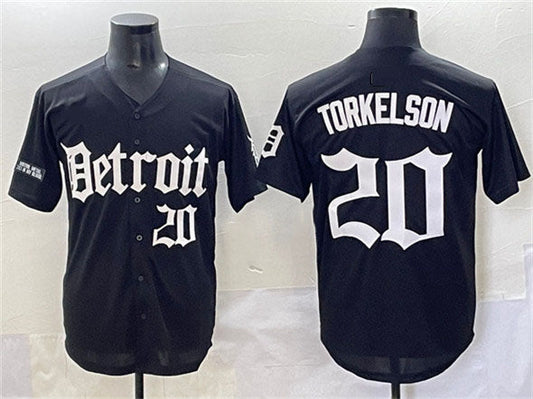 Detroit Tigers #20 Spencer Torkelson Black 'Motor Gothic Edition' Vapor Premier Limited Stitched Baseball Jersey