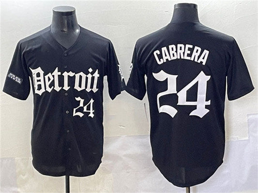 Detroit Tigers #24 Miguel Cabrera Black 'Motor Gothic Edition' Vapor Premier Limited Stitched Baseball Jersey