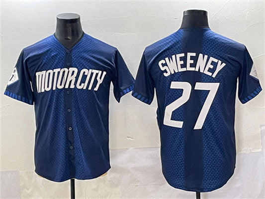 Detroit Tigers #27 Trey Sweeney 2024 Navy City Connect Cool Base Limited Stitched Baseball Jersey